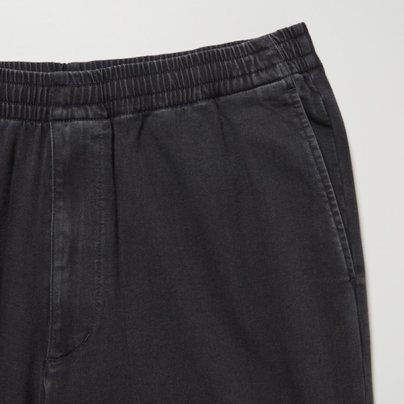 Uniqlo Cotton Relaxed Ankle Muške Hlače Crne | 6913-ARZGP
