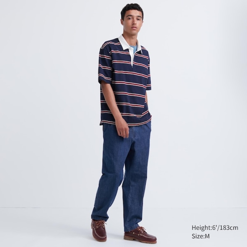 Uniqlo Cotton Relaxed Ankle Muške Hlače Plave | 8204-UYMKF