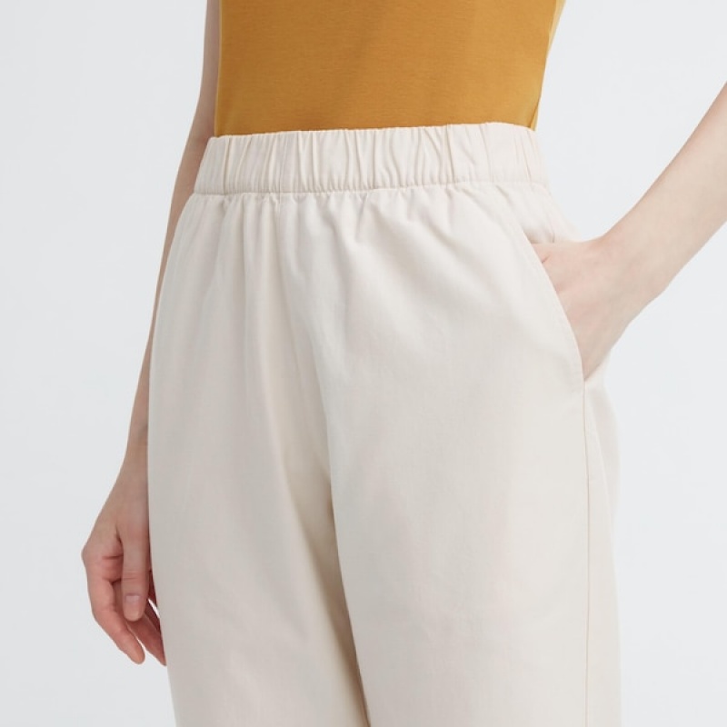 Uniqlo Cotton Relaxed Ankle Ženske Hlače Bijele | 2586-UESDW