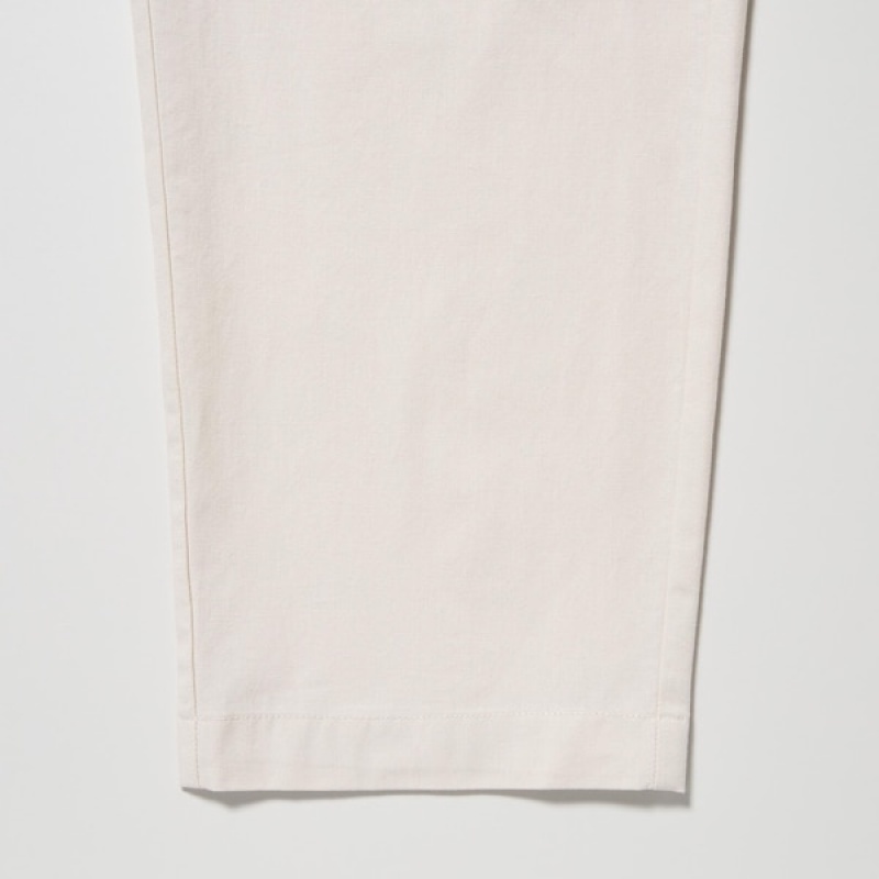 Uniqlo Cotton Relaxed Ankle Ženske Hlače Bijele | 2586-UESDW