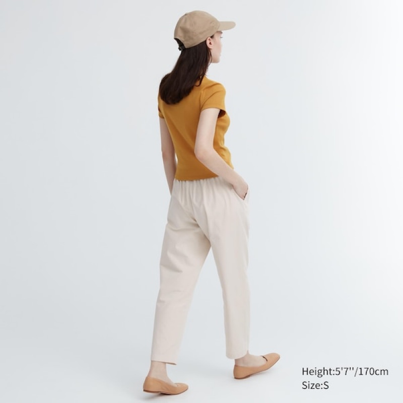 Uniqlo Cotton Relaxed Ankle Ženske Hlače Bijele | 2586-UESDW