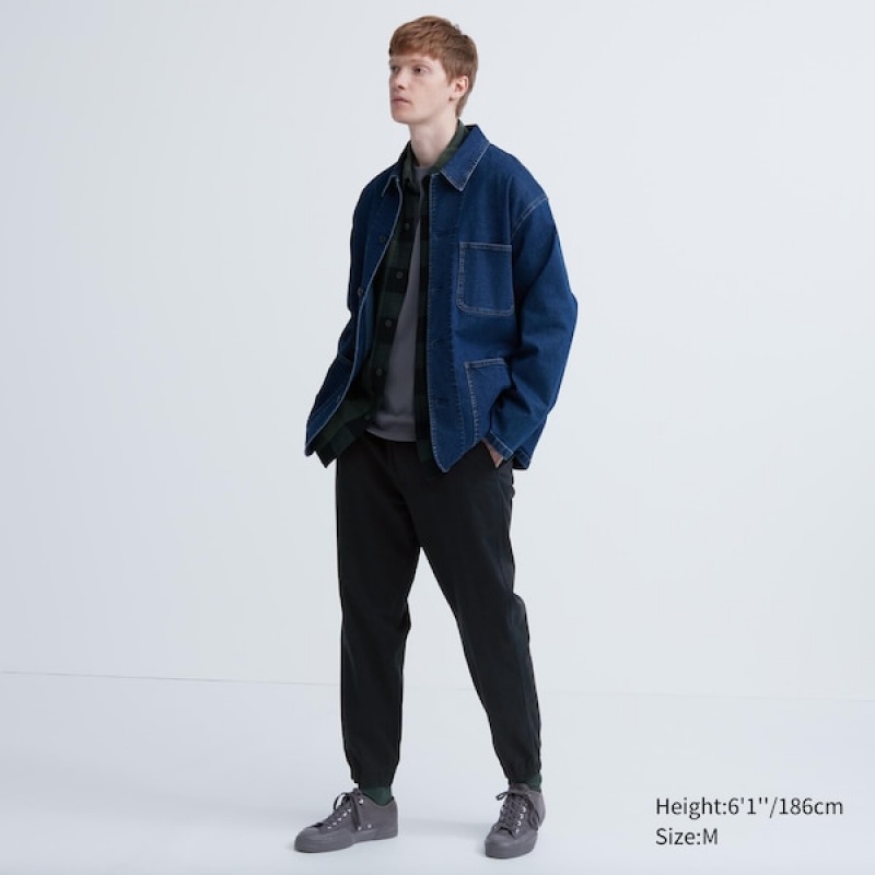 Uniqlo Cotton Relaxed Muške Jogger Hlače Crne | 0827-BJLUC