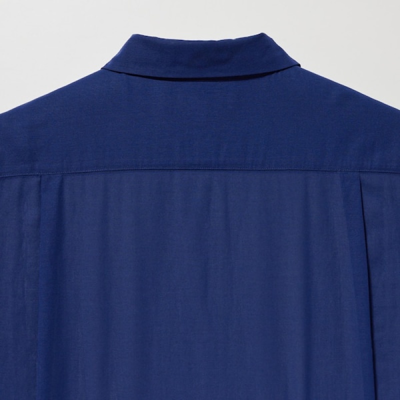 Uniqlo Cotton Sheer Long-Sleeve Ženske Košulje Plave | 3415-CSZDK