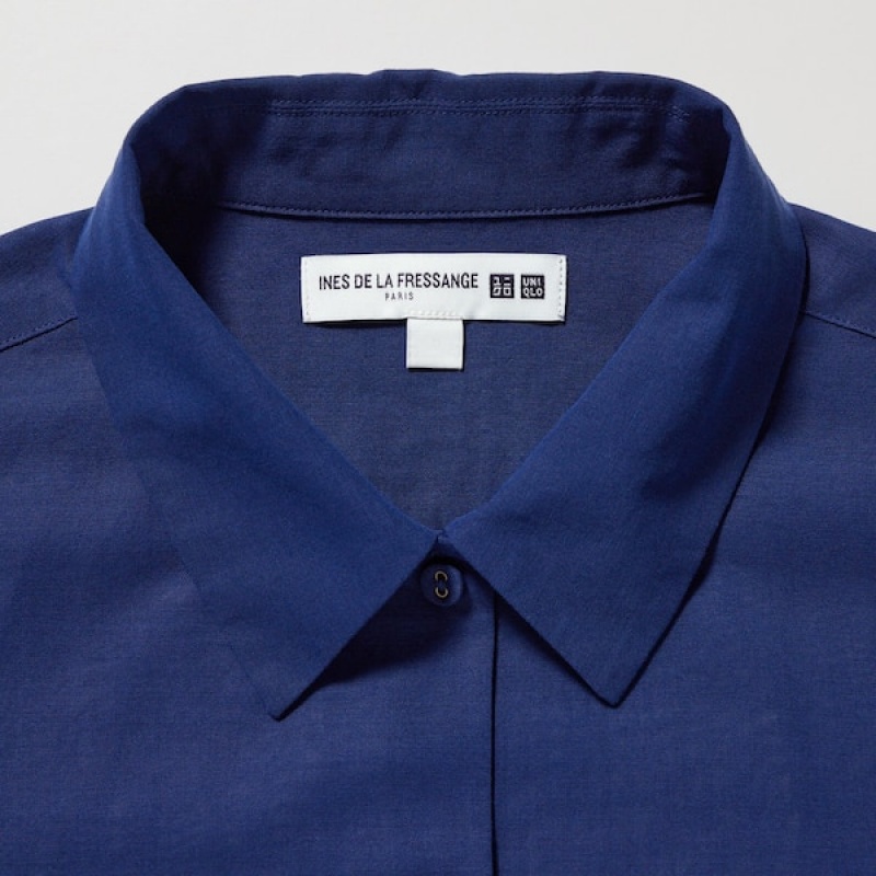 Uniqlo Cotton Sheer Long-Sleeve Ženske Košulje Plave | 3415-CSZDK