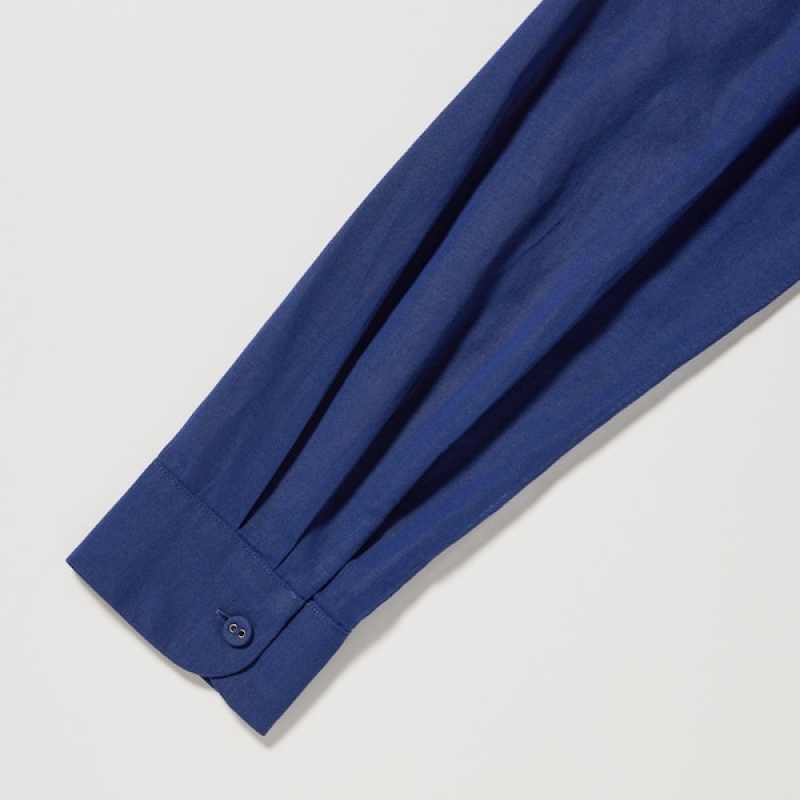 Uniqlo Cotton Sheer Long-Sleeve Ženske Košulje Plave | 3415-CSZDK