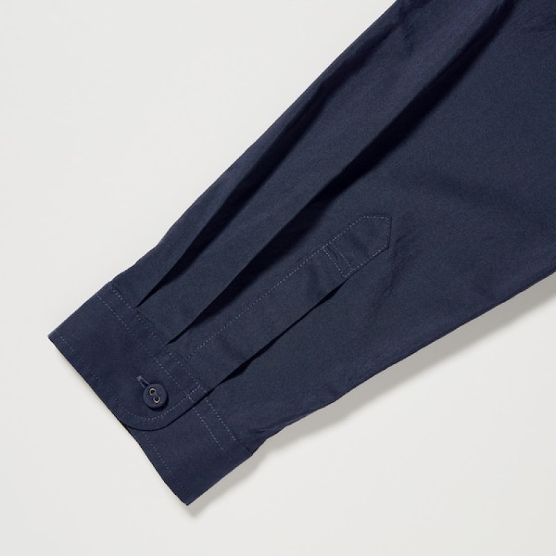 Uniqlo Cotton Silk Long-Sleeve Tunic Ženske Košulje Tamnoplave | 3508-ZWQLE