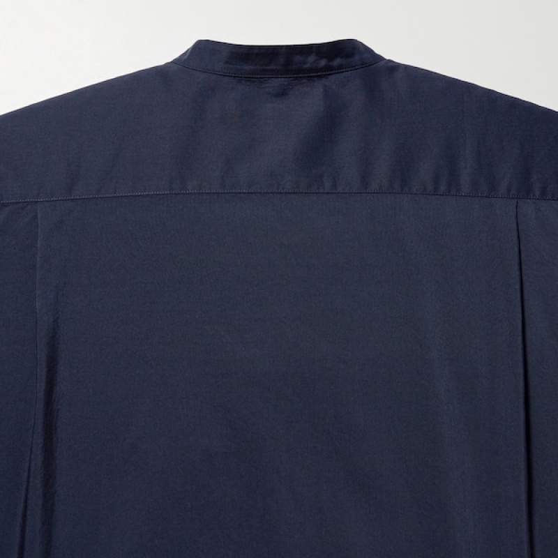 Uniqlo Cotton Silk Long-Sleeve Tunic Ženske Košulje Tamnoplave | 3508-ZWQLE