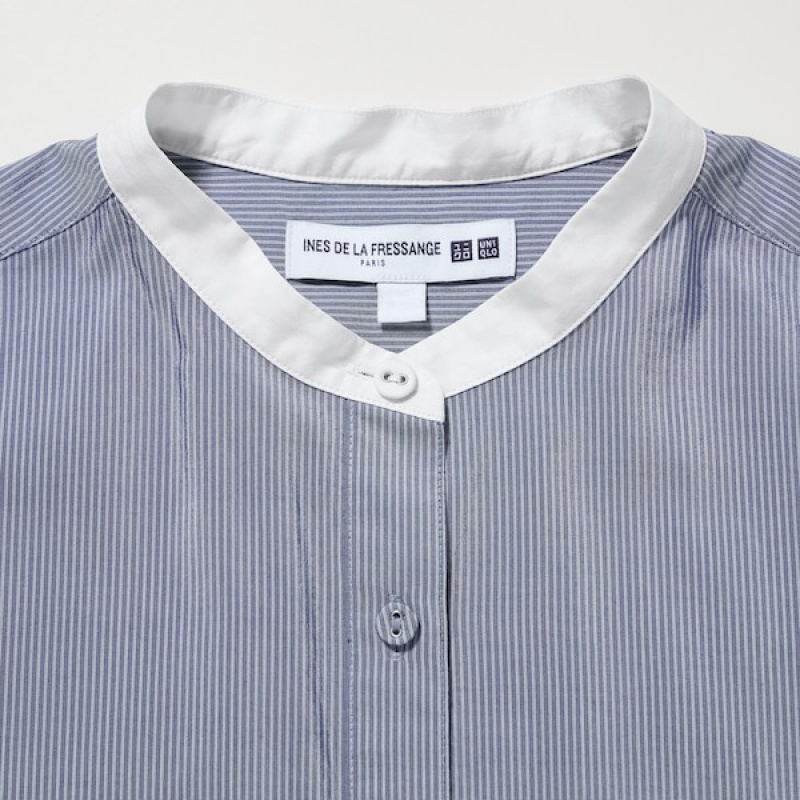 Uniqlo Cotton Silk Long-Sleeve Tunic Ženske Košulje Plave | 9281-GRAVK