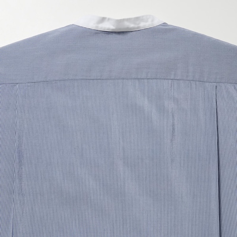 Uniqlo Cotton Silk Long-Sleeve Tunic Ženske Košulje Plave | 9281-GRAVK