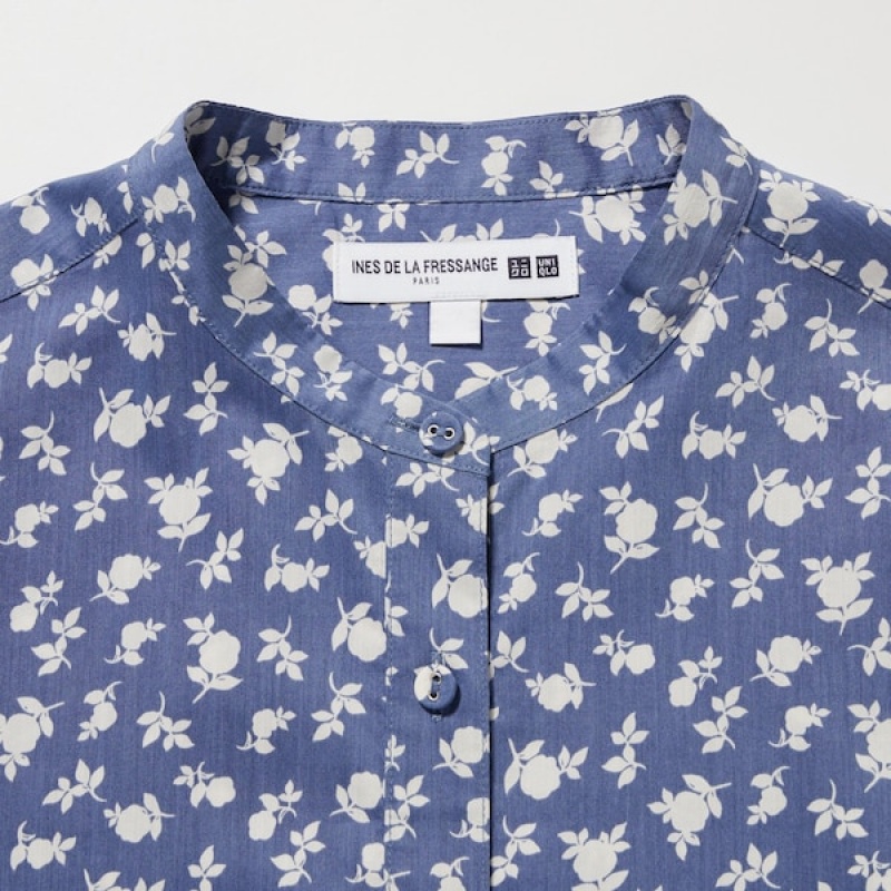 Uniqlo Cotton Silk Long-Sleeve Tunic Ženske Košulje Plave | 6739-XNKWJ