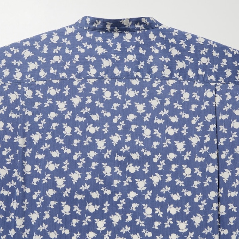 Uniqlo Cotton Silk Long-Sleeve Tunic Ženske Košulje Plave | 6739-XNKWJ