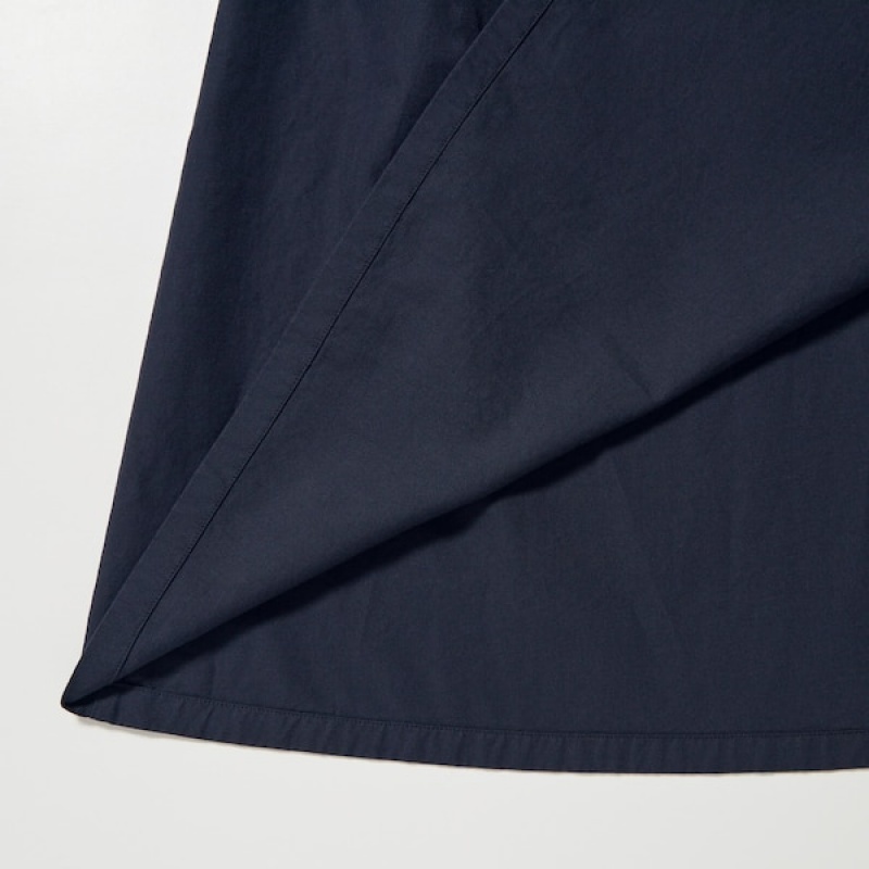 Uniqlo Cotton Twill Volume Sleeve Long Ženske Haljina Tamnoplave | 0958-BIMTV