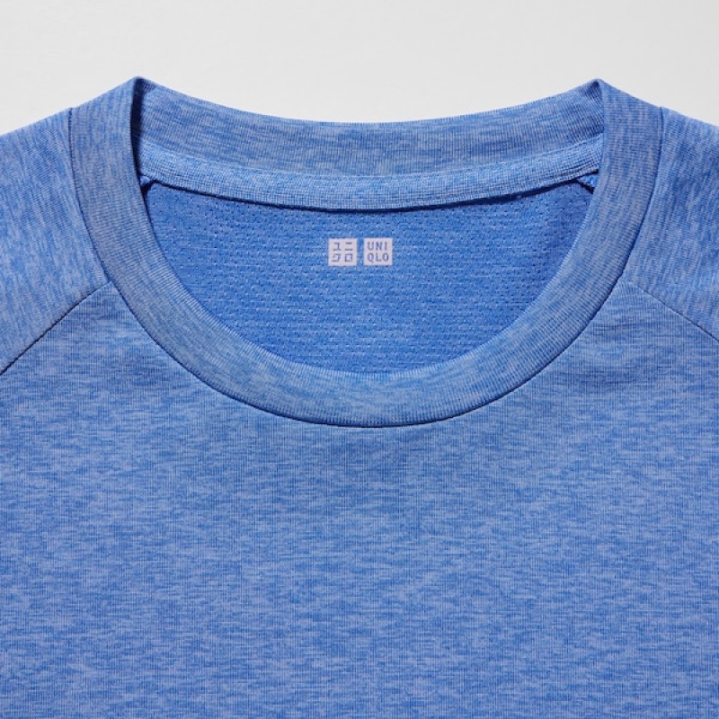 Uniqlo DRY-EX Crew Neck Short-Sleeve Muške Majice Plave | 1247-NTFZQ