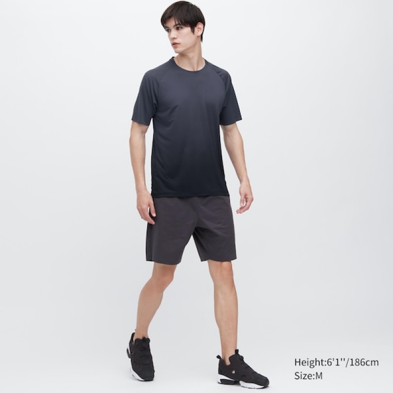 Uniqlo DRY-EX Crew Neck Short-Sleeve Muške Majice Crne | 7841-WFAPT