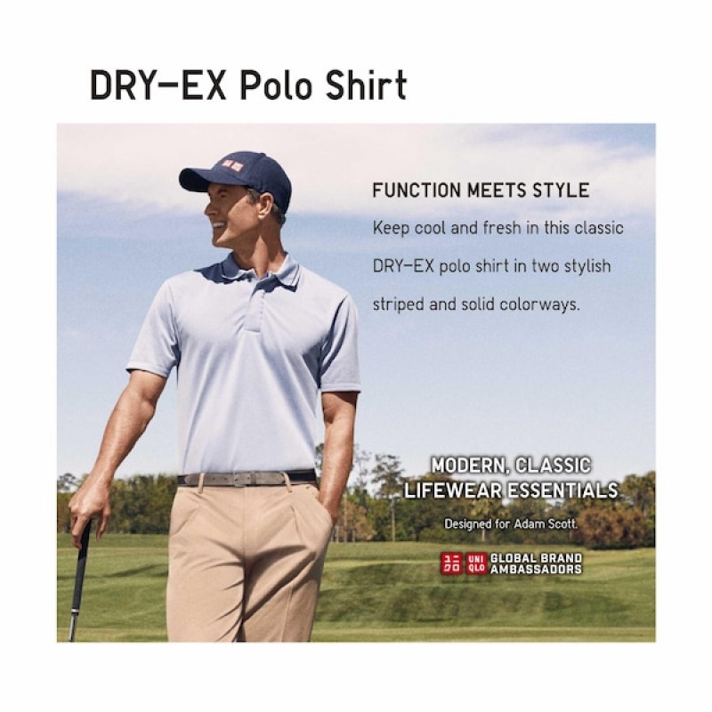 Uniqlo DRY-EX Short-Sleeve Muške Polo Majica Plave | 1397-BGHRQ