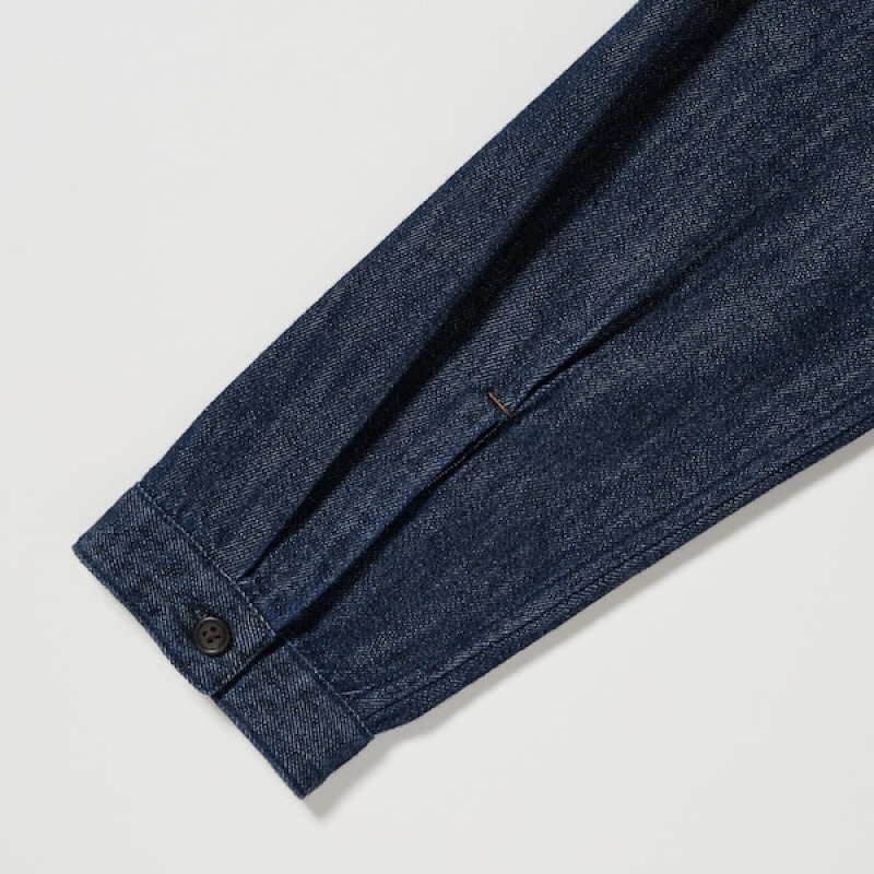 Uniqlo Denim Long-Sleeve Ženske Haljina Tamnoplave | 1602-MNCHY