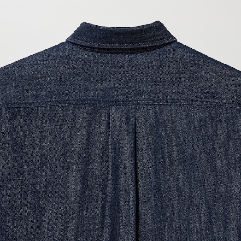 Uniqlo Denim Long-Sleeve Ženske Košulje Tamnoplave | 0592-LDWEA