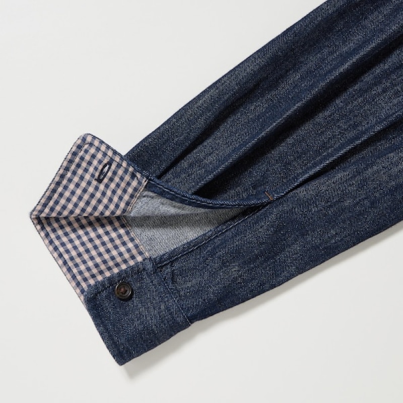 Uniqlo Denim Long-Sleeve Ženske Košulje Tamnoplave | 0592-LDWEA