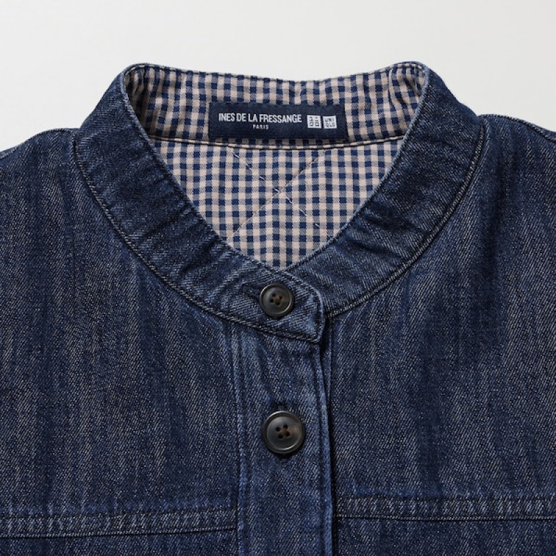 Uniqlo Denim Podstavljena Shirt Ženske jackets Tamnoplave | 5623-OZPLT