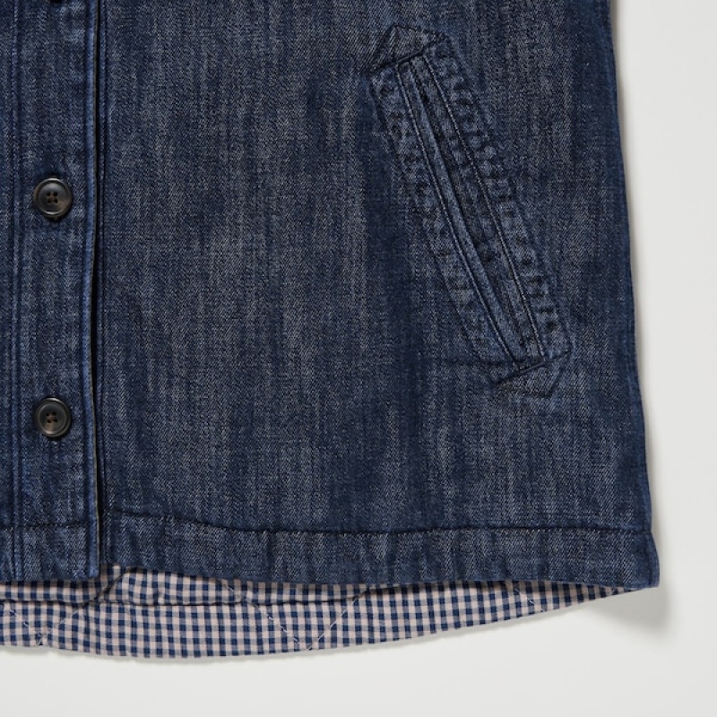 Uniqlo Denim Podstavljena Shirt Ženske jackets Tamnoplave | 5623-OZPLT