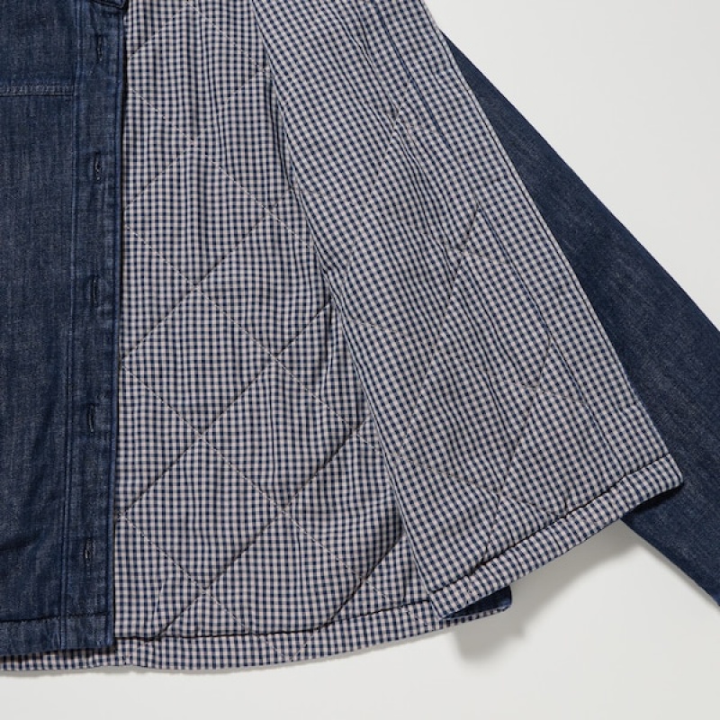 Uniqlo Denim Podstavljena Shirt Ženske jackets Tamnoplave | 5623-OZPLT