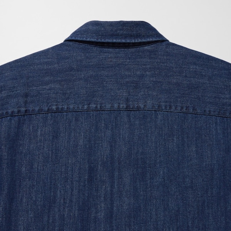 Uniqlo Denim Utility Long-Sleeve Overshirt Muške Košulje Plave | 9316-FZGNM