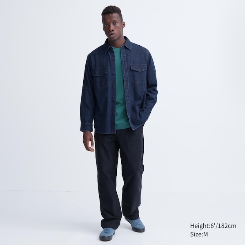Uniqlo Denim Utility Long-Sleeve Overshirt Muške Košulje Plave | 9316-FZGNM