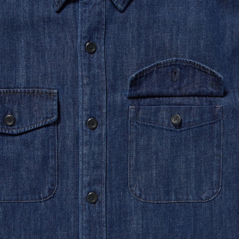 Uniqlo Denim Utility Long-Sleeve Overshirt Muške Košulje Plave | 9316-FZGNM