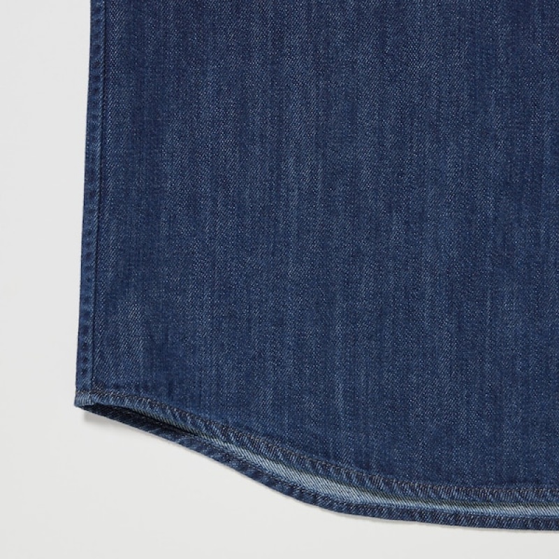 Uniqlo Denim Utility Long-Sleeve Overshirt Muške Košulje Plave | 9316-FZGNM
