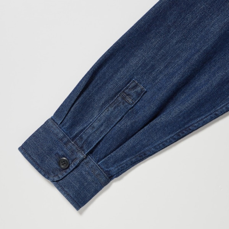 Uniqlo Denim Utility Long-Sleeve Overshirt Muške Košulje Plave | 9316-FZGNM