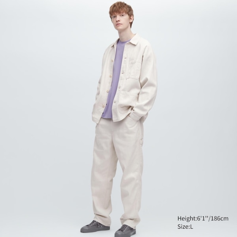 Uniqlo Denim Work Muške Traperice Bijele | 9504-GKLET