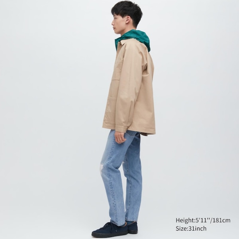 Uniqlo Distressed Slim-Fit Muške Traperice Plave | 2460-GQFBD