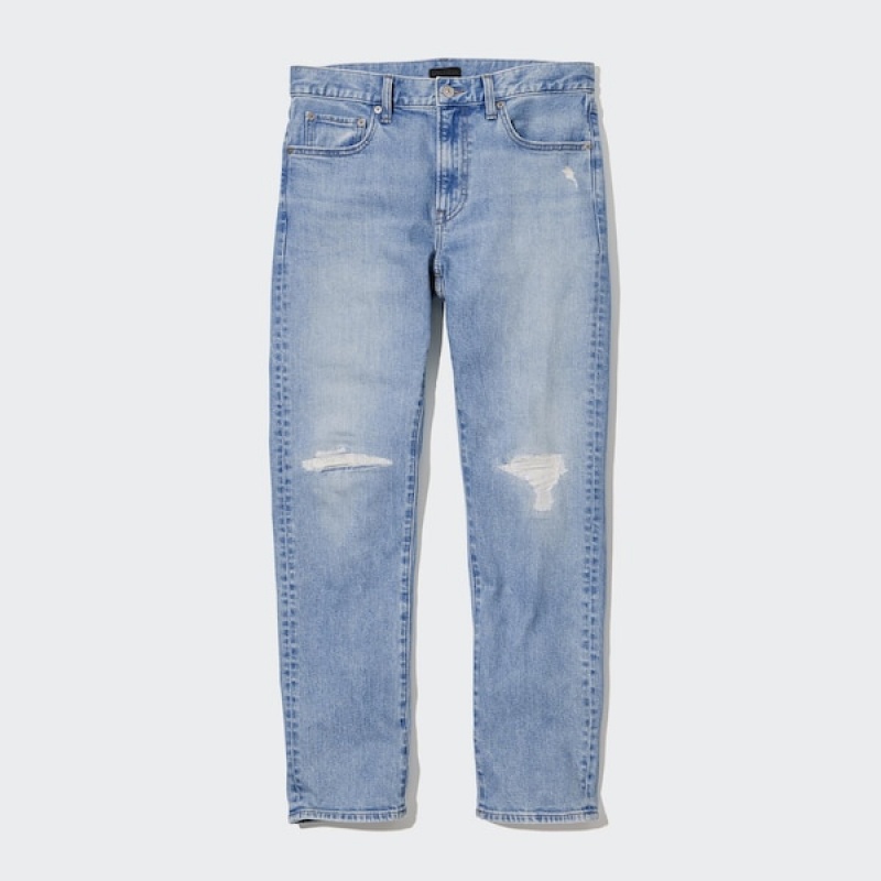 Uniqlo Distressed Slim-Fit Muške Traperice Plave | 2460-GQFBD