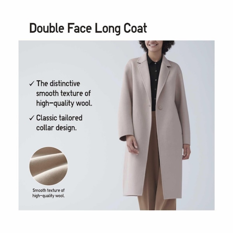 Uniqlo Double Face Long Ženske Kaputi Bež | 3567-ARSOH