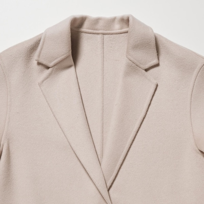Uniqlo Double Face Long Ženske Kaputi Bež | 3567-ARSOH