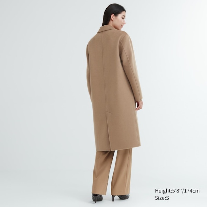 Uniqlo Double Face Long Ženske Kaputi Boje Marelice | 0375-IMQHY