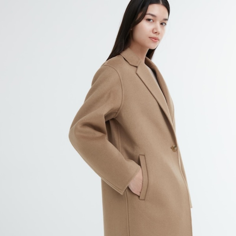 Uniqlo Double Face Long Ženske Kaputi Boje Marelice | 0375-IMQHY