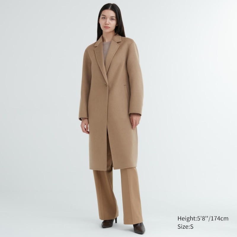 Uniqlo Double Face Long Ženske Kaputi Boje Marelice | 0375-IMQHY