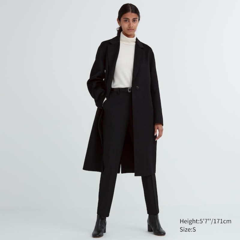 Uniqlo Double Face Long Ženske Kaputi Crne | 0852-UBPVD