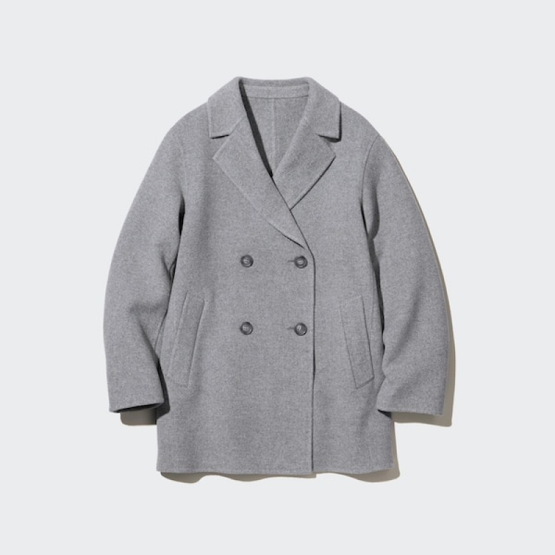 Uniqlo Double Face Short Ženske Kaputi Sive | 9521-LQUGY