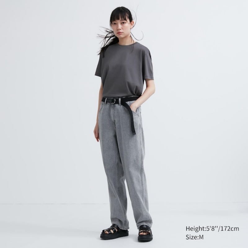 Uniqlo Dry Color Crew Neck Short-Sleeve Ženske Majice Tamno Sive | 7164-DCMAE