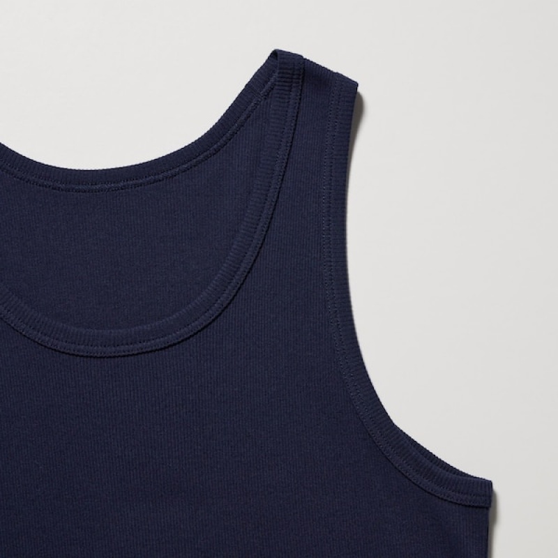 Uniqlo Dry Color Rebrasti Tank Muške Topi Tamnoplave | 2980-GRCVO