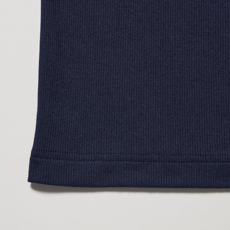 Uniqlo Dry Color Rebrasti Tank Muške Topi Tamnoplave | 2980-GRCVO