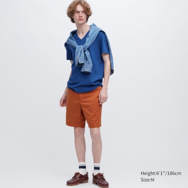 Uniqlo Dry Color V-Neck Short-Sleeve Muške Majice Bijele | 4069-TNFWP