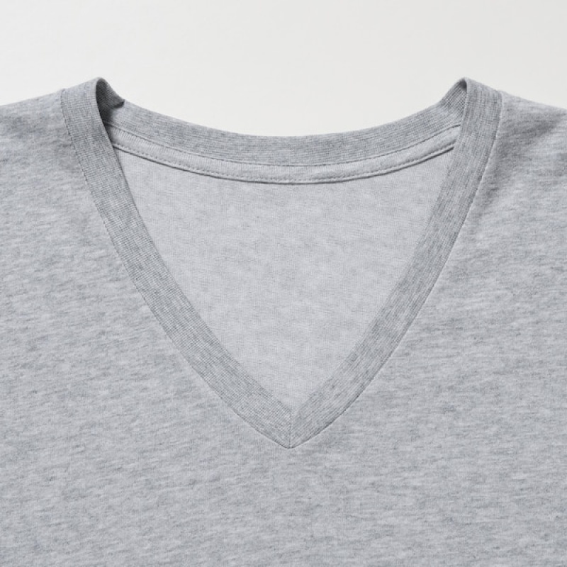 Uniqlo Dry Color V-Neck Short-Sleeve Ženske Majice Sive | 1028-PWTML
