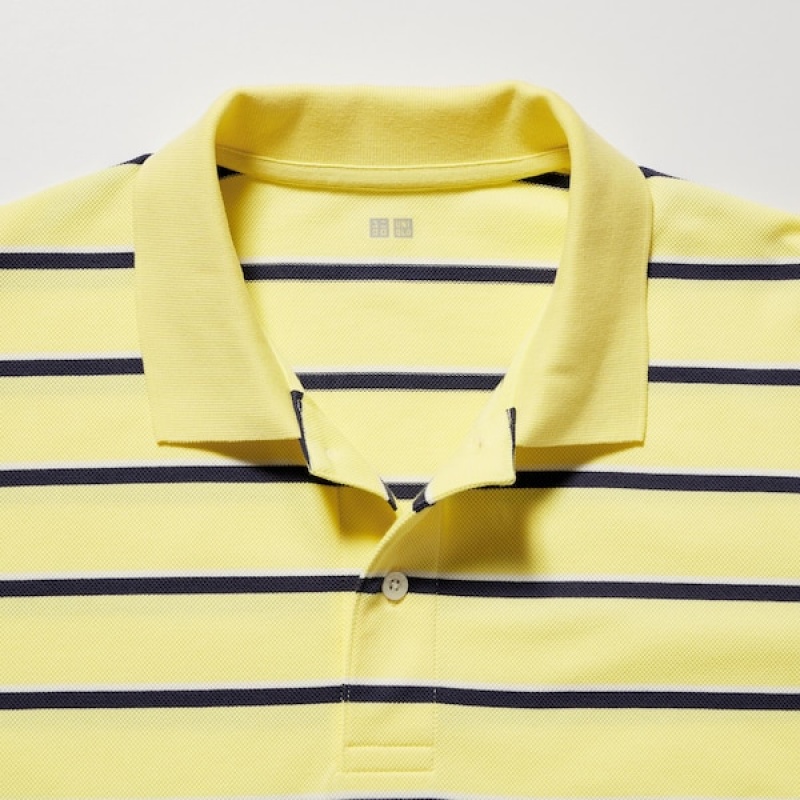 Uniqlo Dry Pique Prugasta Short-Sleeve Muške Polo Majica Žute | 2581-TIBKG
