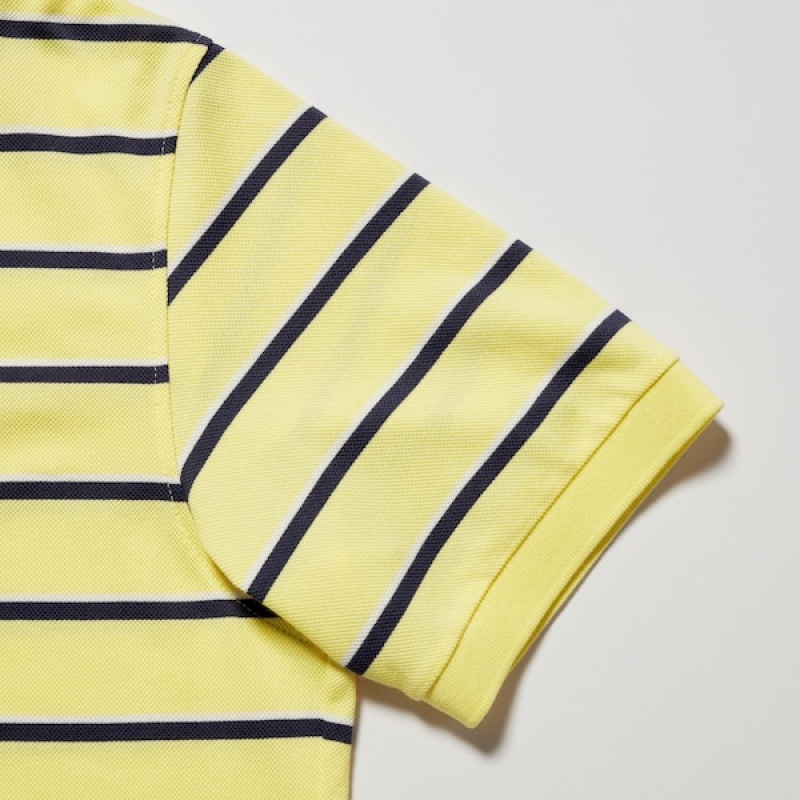Uniqlo Dry Pique Prugasta Short-Sleeve Muške Polo Majica Žute | 2581-TIBKG