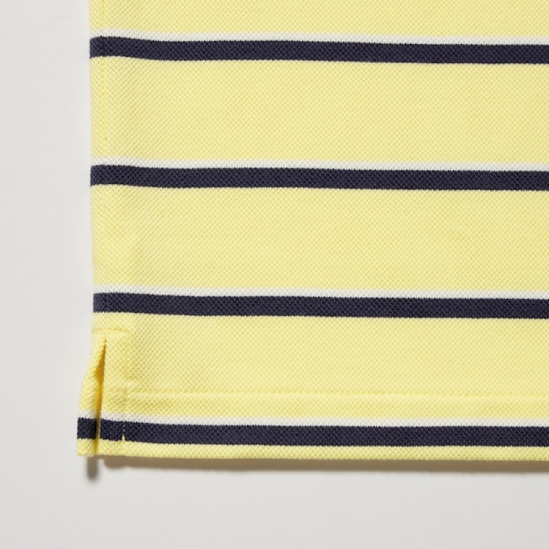 Uniqlo Dry Pique Prugasta Short-Sleeve Muške Polo Majica Žute | 2581-TIBKG