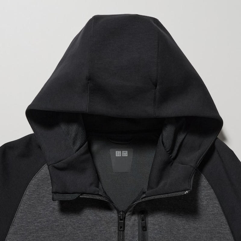 Uniqlo Dry Stretch Sweat Full-Zip Muške Majica s Kapuljačom Tamno Sive | 0128-WRBIG