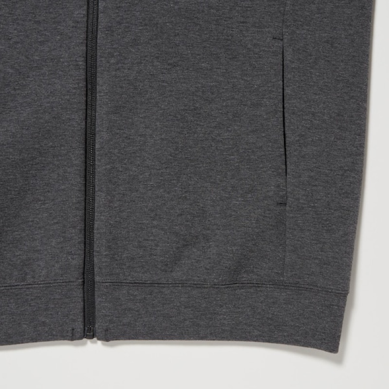 Uniqlo Dry Stretch Sweat Full-Zip Muške Majica s Kapuljačom Tamno Sive | 0128-WRBIG